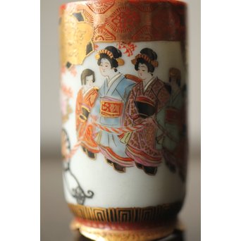 鏑木製 九谷 毛筆彩色 茶巾筒　P265 