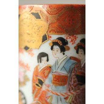 鏑木製 九谷 毛筆彩色 茶巾筒　P265 