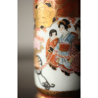 鏑木製 九谷 毛筆彩色 茶巾筒　P265 