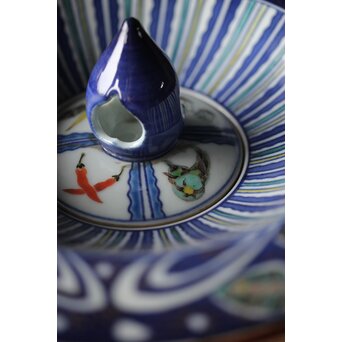 二代 上出喜山 九谷貝尽蓋物　P268 