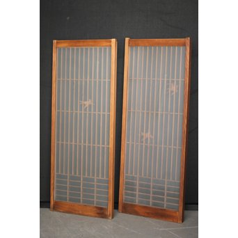 ガラス入 小鳥組子書院 2枚1組　R0125 