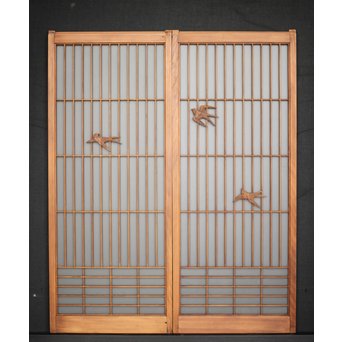 ガラス入 小鳥組子書院 2枚1組　R0125