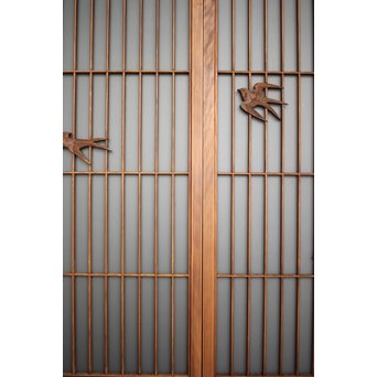 ガラス入 小鳥組子書院 2枚1組　R0125 