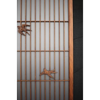 ガラス入 小鳥組子書院 2枚1組　R0125 