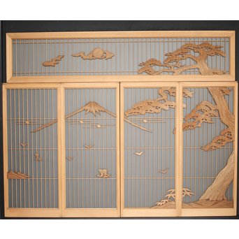 富士 書院欄間 5枚1組　R0127