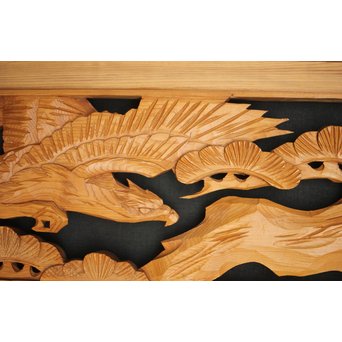 松に鷹 木彫欄間 2枚1組　R0128 