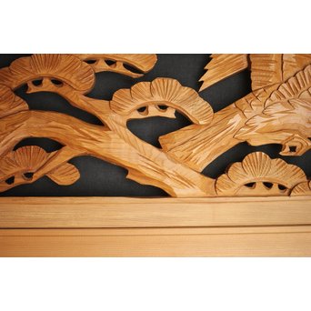 松に鷹 木彫欄間 2枚1組　R0128 