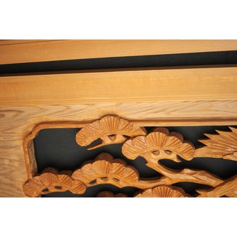 松に鷹 木彫欄間 2枚1組　R0128 