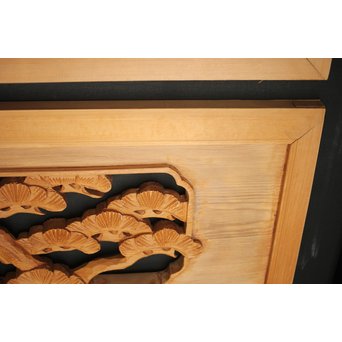 松に鷹 木彫欄間 2枚1組　R0128 