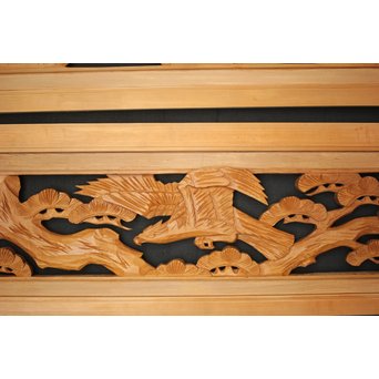 松に鷹 木彫欄間 2枚1組　R0128 