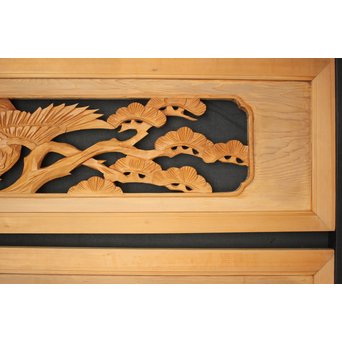 松に鷹 木彫欄間 2枚1組　R0128 