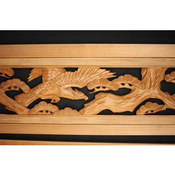 松に鷹 木彫欄間 2枚1組　R0128 