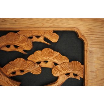 松に鷹 木彫欄間 2枚1組　R0128 