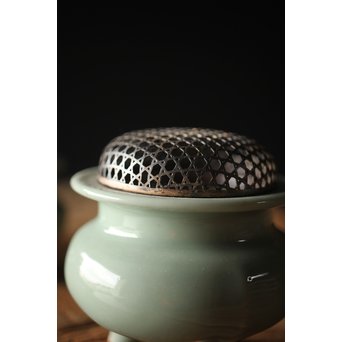 清風与平 純銀火屋 袴腰青磁香炉　P269 