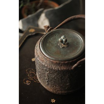 龍文堂 安之介造 道安形 鉄瓶 湯沸 共箱　M279 