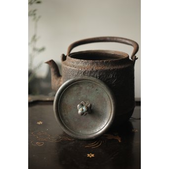 龍文堂 安之介造 道安形 鉄瓶 湯沸 共箱　M279 