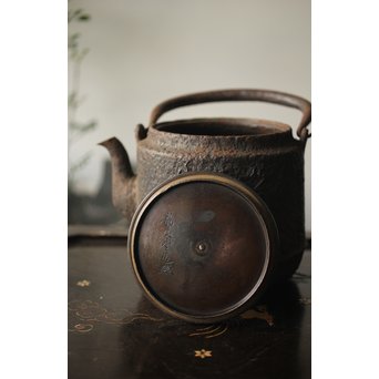 龍文堂 安之介造 道安形 鉄瓶 湯沸 共箱　M279 