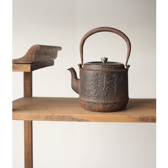 龍文堂 安之介造 道安形 鉄瓶 湯沸 共箱　M279 