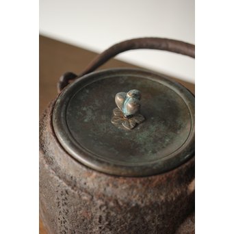 龍文堂 安之介造 道安形 鉄瓶 湯沸 共箱　M279 