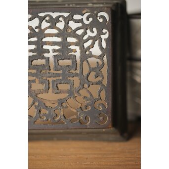 清朝期 錫 香時計 四君子漢詩彫　M280 