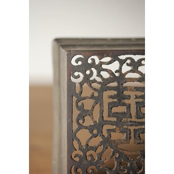 清朝期 錫 香時計 四君子漢詩彫　M280 