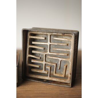 清朝期 錫 香時計 四君子漢詩彫　M280 