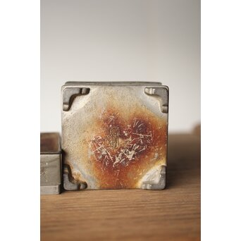 清朝期 錫 香時計 四君子漢詩彫　M280 