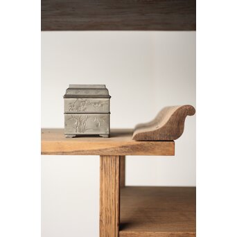 清朝期 錫 香時計 四君子漢詩彫　M280 