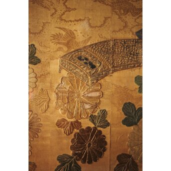 明治刺繍 織物 額装　Z265 