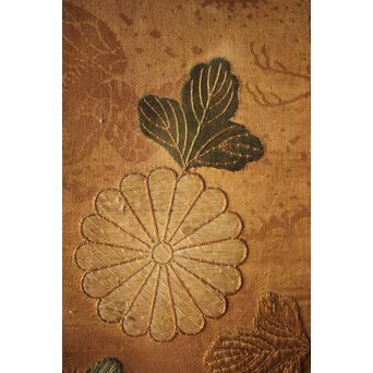 明治刺繍 織物 額装　Z265 