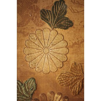 明治刺繍 織物 額装　Z265 