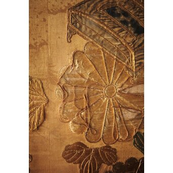 明治刺繍 織物 額装　Z265 