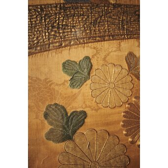 明治刺繍 織物 額装　Z265 