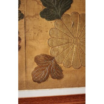 明治刺繍 織物 額装　Z265 