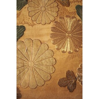 明治刺繍 織物 額装　Z265 