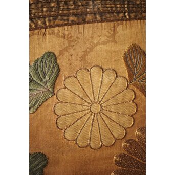 明治刺繍 織物 額装　Z265 