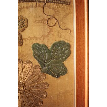 明治刺繍 織物 額装　Z265 