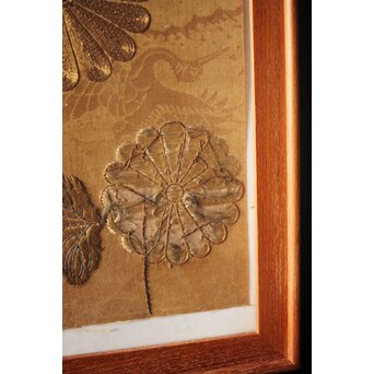 明治刺繍 織物 額装　Z265 