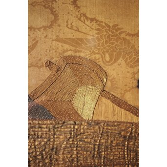 明治刺繍 織物 額装　Z265 