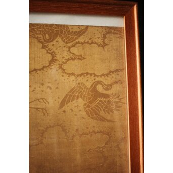 明治刺繍 織物 額装　Z265 