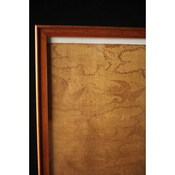 明治刺繍 織物 額装　Z265 