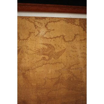 明治刺繍 織物 額装　Z265 