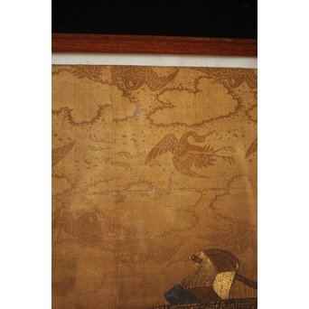 明治刺繍 織物 額装　Z265 