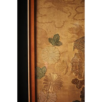 明治刺繍 織物 額装　Z265 