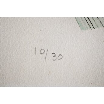 五十嵐芳三 抽象画 リトグラフ額装　Z266 