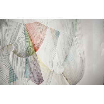 五十嵐芳三 抽象画 リトグラフ額装　Z266 