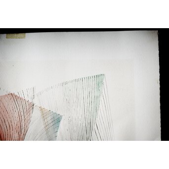 五十嵐芳三 抽象画 リトグラフ額装　Z266 