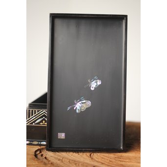 柳畔居古拙/梶古拙 青貝菊 宝石箱　Q281 