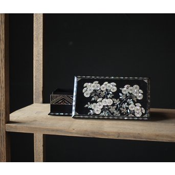 柳畔居古拙/梶古拙 青貝菊 宝石箱　Q281 