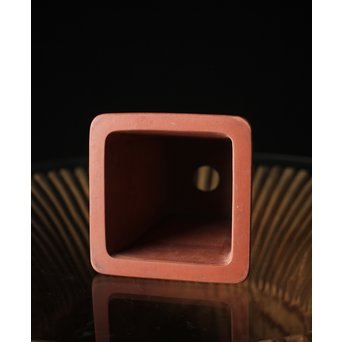 文革期 特奎四方大千筒 君順作 花鳥図釘彫 朱泥白泥四方鉢 蘭鉢　P271 